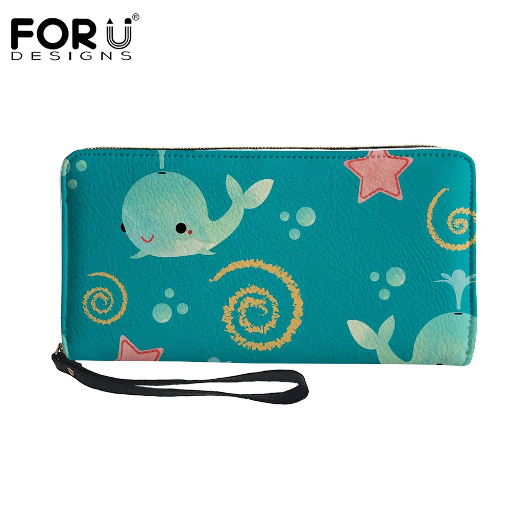 FORUDESIGNS милые Мультяшные Чехлы для монет с рисунком Кита женские дорожные сумки