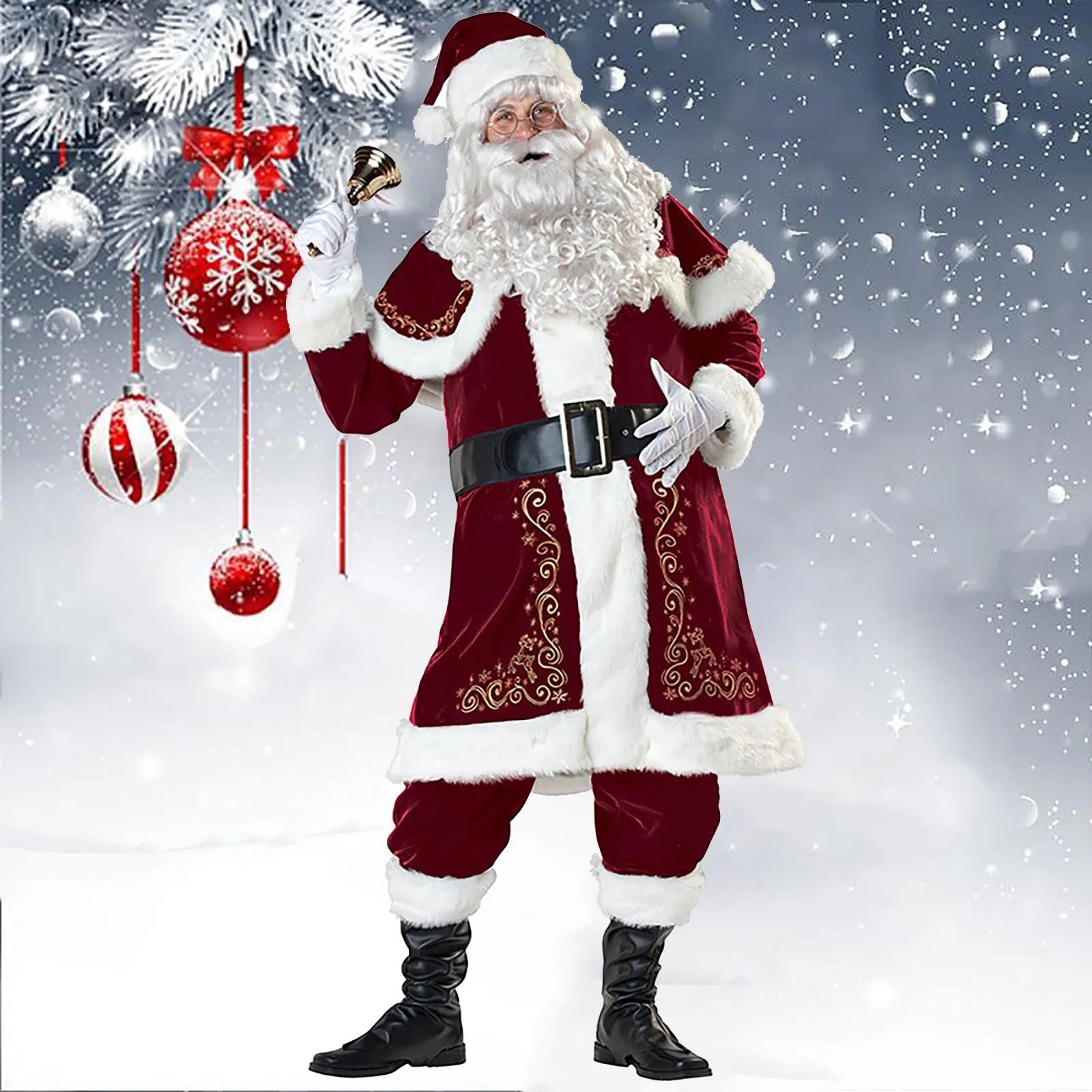 8PC Christmas Santa Claus Costume Cosplay Santa Claus Clothes Fancy Dress Christmas Men 7pcs/lot Costume Suit For Adults
8PC Christmas Santa Claus Costume Cosplay Santa Claus Clothes Fancy Dress Christmas Men 7pcs/lot Costume Suit For Adults