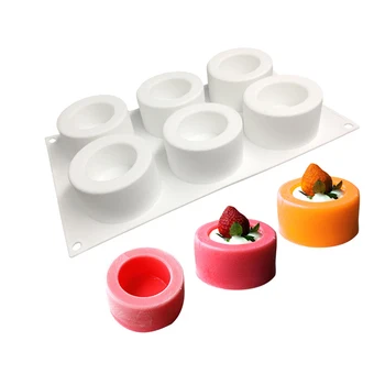 

6 Cells Middle Cavate Mousse Cake Mold Cylinder Circular Column Shape Mould For DIY Pudding Jelly Panna Cotta Silicon Molds