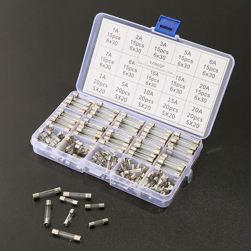 250Pcs 5x20mm 6X30MM 0-250V General Fuse Quick Blow Glass Tube Fuse Assorted Kits Fast-blow Glass Fuses 1/2/3/5/6/7/8/10/15/20A
250Pcs 5x20mm 6X30MM 0-250V General Fuse Quick Blow Glass Tube Fuse Assorted Kits Fast-blow Glass Fuses 1/2/3/5/6/7/8/10/15/20A