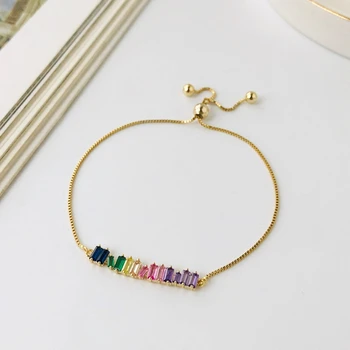 925 Sterling Silver Rainbow Crystal Bar Chain Link Bracelet Lace up Colorful Zircon Bracelets for Women Jewelry Adjustable
925 Sterling Silver Rainbow Crystal Bar Chain Link Bracelet Lace up Colorful Zircon Bracelets for Women Jewelry Adjustable