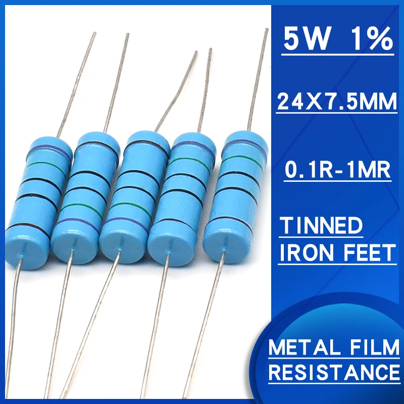 Металлопленочный резистор 1% 5 Вт 10 шт. сопротивление 0.1R-1MR ohm DIP Watts5 Precision1 доступны