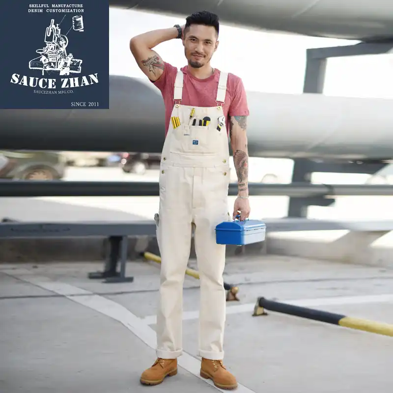 mens white bib overalls