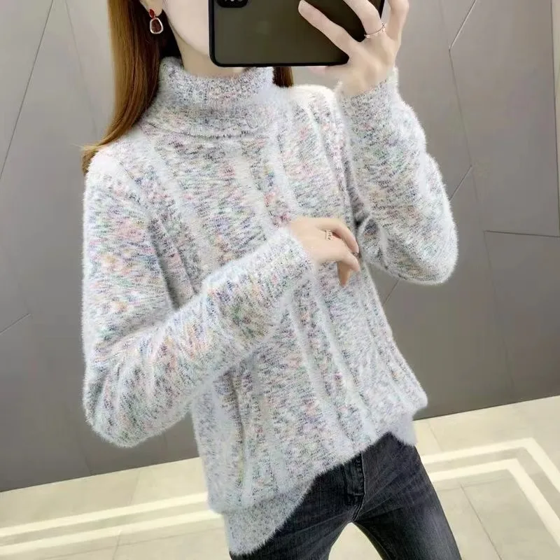 High Collar Sweater Female 2023 Autumn Winter New Loose Knit Bottoming Shirt Sessions Segments Color Set Fashion Clothing Tops
High Collar Sweater Female 2023 Autumn Winter New Loose Knit Bottoming Shirt Sessions Segments Color Set Fashion Clothing Tops