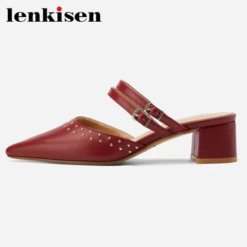 Lenkisen full grain leather high quality pointed toe med heel slip on mules rivet decorations young lady dating women pumps L67
Lenkisen full grain leather high quality pointed toe med heel slip on mules rivet decorations young lady dating women pumps L67