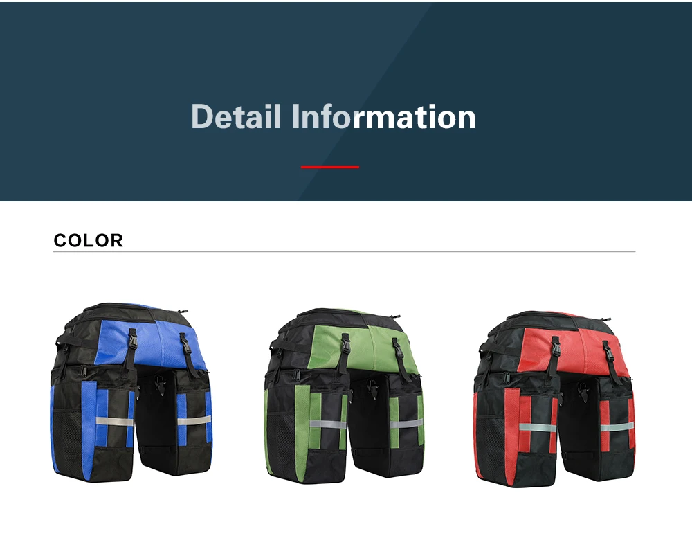 Rhinowalk 3 IN 1 Bicycle Rear Rack Seat Trunk Bag 70L MTB Road Bike Multifunctional Luggage Carrier Bag 3 Colors with Rain Cover (12)