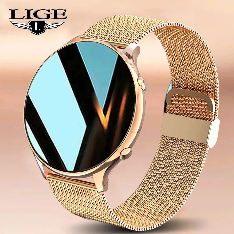 LIGE 2021 New Fashion Women's Smart Watch Full Screen Touch Waterproof Bracelet Heart Rate Monitor Lady Watches For Android IOS |