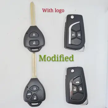 With Logo Modified folding Remote Key Case Shell For Toyota Rav4 Corolla Hilux Yaris Avalon Echo Prado TOY43 2 Button Fob