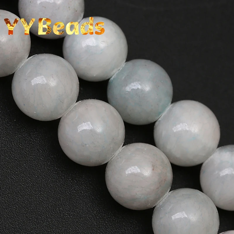 

100% Natural Gray Jades Beads Gray Chalcedony Stone 6mm 8mm 10mm 12mm Round Loose Beads For Jewelry Making Charms Bracelets 15"