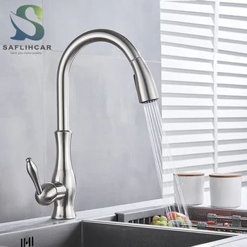 Brushed Nickel Pull-out Kitchen Sink Faucet Install A 360-degree Rotating Faucet On The Deck Brass Faucet With Polished Surface
Brushed Nickel Pull-out Kitchen Sink Faucet Install A 360-degree Rotating Faucet On The Deck Brass Faucet With Polished Surface