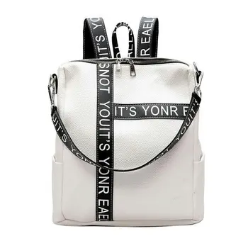 Fashion Travel Backpacks Female Pu Leather Casual Letter Backpack School Bag for Students Backpack for Teenager 
Fashion Travel Backpacks Female Pu Leather Casual Letter Backpack School Bag for Students Backpack for Teenager