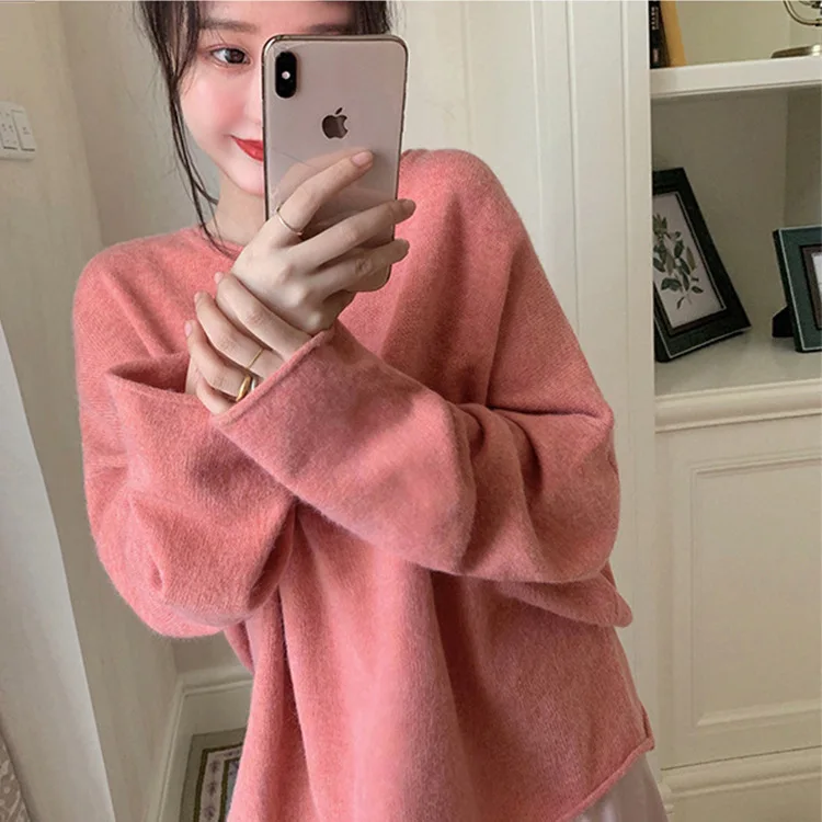 New Simple round Neck Sweater Women's Korean-Style Lazy Loose Pullover Solid Color Sweater
New Simple round Neck Sweater Women's Korean-Style Lazy Loose Pullover Solid Color Sweater