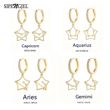New Fashion cubic zircon 12 Constellations Star Hoop Earrings Personality Cute Star Earrings For Women Jewelry 2020 
New Fashion cubic zircon 12 Constellations Star Hoop Earrings Personality Cute Star Earrings For Women Jewelry 2020
