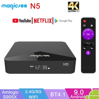 

Magicsee N5 Android 9.0 TV BOX Amlogic S905X Quad-core 4K HD 2GB RAM 16GB ROM 2.4G 5G WiFi Set Top Box Smart tv Android box