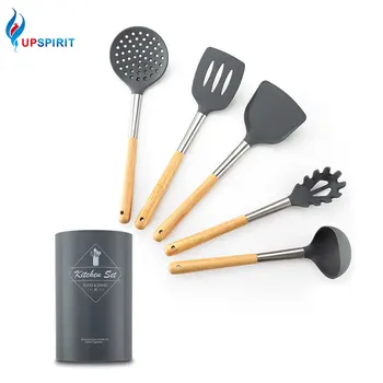 Upspirit 6Pcs Silicone Kitchen Utensils Set Cooking Tools with Container Slotted Turner Spatula Pasta Scoop Soup Ladle Spoon
Upspirit 6Pcs Silicone Kitchen Utensils Set Cooking Tools with Container Slotted Turner Spatula Pasta Scoop Soup Ladle Spoon