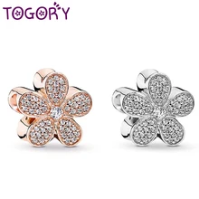 2 stks/partij Zilver/Rose Gouden Bloem Charm Kralen Past Originele Pandora Charms Armband Voor Vrouwen Sieraden DIY maken(China)