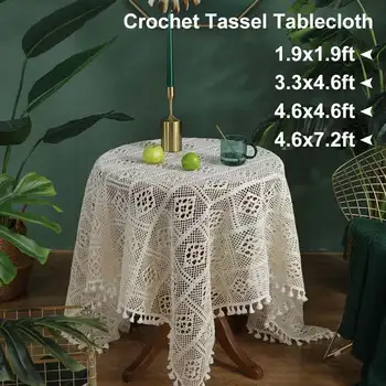 Rectangular Table Cloths Country Style Handmade Crochet Tassel Tablecloth Christmas Tablecloth Wedding Decoration Table Cover 
Rectangular Table Cloths Country Style Handmade Crochet Tassel Tablecloth Christmas Tablecloth Wedding Decoration Table Cover