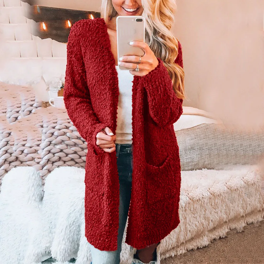Autumn Women Long Cardigan Solid Loose Winter Warm Wool Cardigan with Pockets Soft Female Oversize Coat Outwear Jacket
Autumn Women Long Cardigan Solid Loose Winter Warm Wool Cardigan with Pockets Soft Female Oversize Coat Outwear Jacket