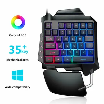 Wired Gaming Keypad RGB Backlit Keyboard 35 Keys One-handed Membrane Keyboard with Palm Rest for LOL/PUBG/CF
Wired Gaming Keypad RGB Backlit Keyboard 35 Keys One-handed Membrane Keyboard with Palm Rest for LOL/PUBG/CF