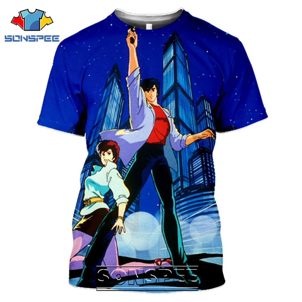 SONSPEE T-shirts CITY HUNTER 3D Print Men Women Vintage Casual Hip Hop Japanese Streetwear Retro Anime Harajuku Tees Tops Shirt (6)
