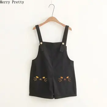 Cartoon Cat Embroidery Knee Length Overalls Pants For Women 2020 Summer Sweet Style Rompers Loose Basic Pockets Braces Pants
Cartoon Cat Embroidery Knee Length Overalls Pants For Women 2020 Summer Sweet Style Rompers Loose Basic Pockets Braces Pants