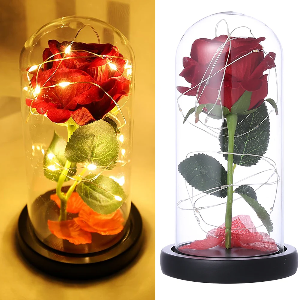 Artificial Eternal Rose LED Light Beauty The Beast In Glass Cover Christmas Home Decor For Mother Valentines Day new Year Gift
Artificial Eternal Rose LED Light Beauty The Beast In Glass Cover Christmas Home Decor For Mother Valentines Day new Year Gift