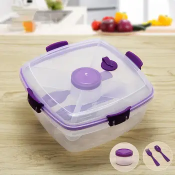 Lunch Container with Salad Bowl BPA-Free Plastic Double-layer Separated Lunch Fruit Box with Sauce Jar and Reusable Fork Spoon
Lunch Container with Salad Bowl BPA-Free Plastic Double-layer Separated Lunch Fruit Box with Sauce Jar and Reusable Fork Spoon