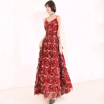 Skkyue Spaghetti Strap Evening Dresses R289 Burgundy A-Line Party Dress For Women Shiny Sequin Tassel Elegant Vestido De Fiesta
Skkyue Spaghetti Strap Evening Dresses R289 Burgundy A-Line Party Dress For Women Shiny Sequin Tassel Elegant Vestido De Fiesta