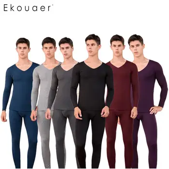 Ekouaer Men Winter Thermal Underwear Set Warmi Soft Velvet Solid Long Sleeve Tops Long Pants Set Autumn Winter Underwear Suiit
Ekouaer Men Winter Thermal Underwear Set Warmi Soft Velvet Solid Long Sleeve Tops Long Pants Set Autumn Winter Underwear Suiit