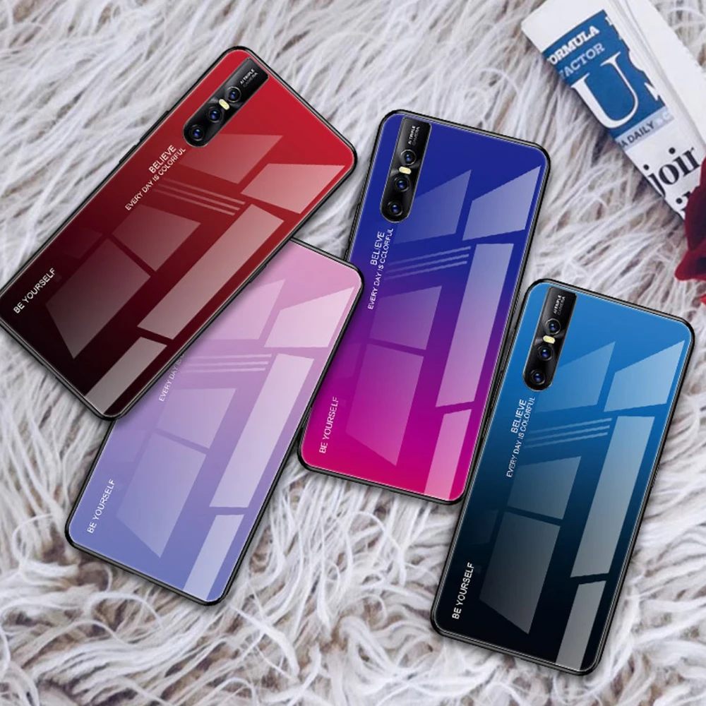 Градиент закаленное Стекло Защитный ЧЕХОЛ ДЛЯ VIVO X 23 27 21 UD Nex A IQ00 Z1 Z1i Z3 Z3i V5 V7 V9 V11 V15