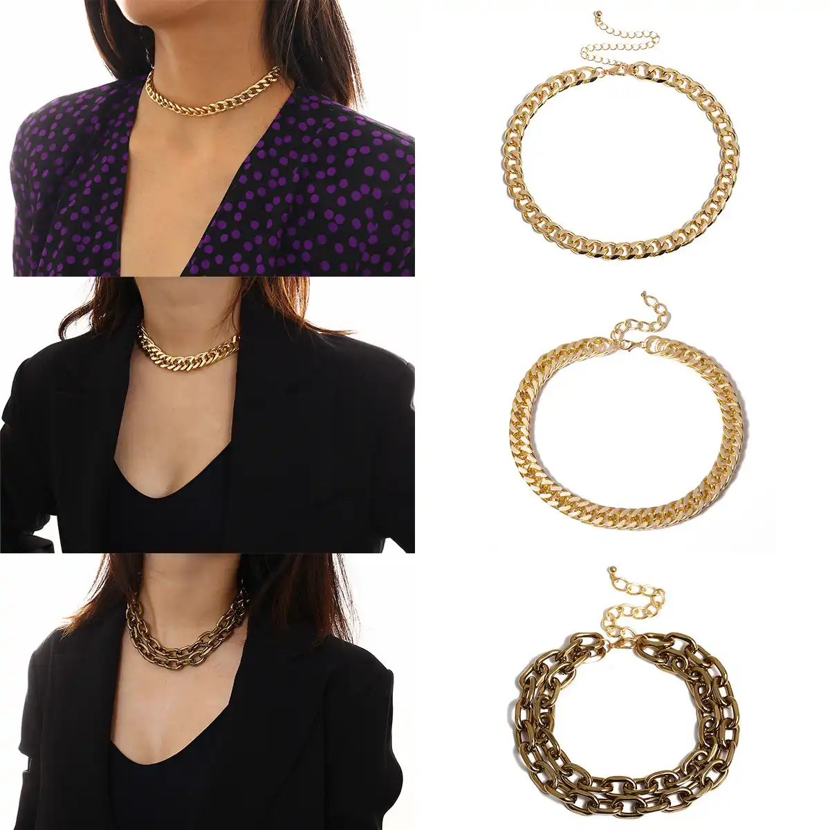 creative items female personality punk simple chain geometric