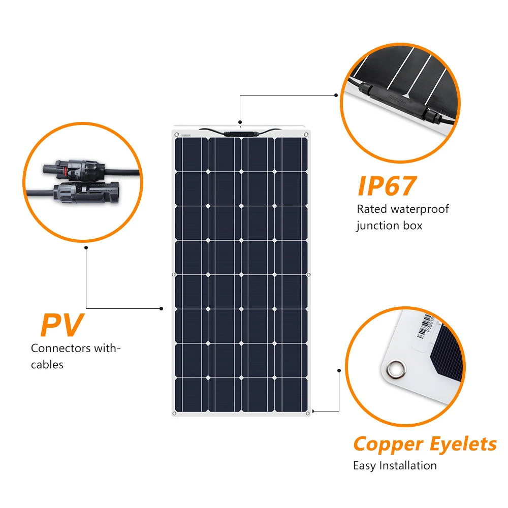 Портативная Гибкая солнечная панель 16 в 100 Вт 18 пластина монокристаллическая
