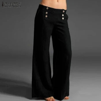 Plus Size Turnip Women Wide Leg Pants 2020 ZANZEA Fashion Spring Trousers Casual Elastic Wasit Button Long Pantalon Palazzo 5XL 
Plus Size Turnip Women Wide Leg Pants 2020 ZANZEA Fashion Spring Trousers Casual Elastic Wasit Button Long Pantalon Palazzo 5XL