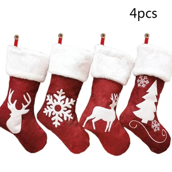 4Pcs Red Christmas Stocking Set Reindeer Snowflake Embroidery Plush Cuff Xmas Fireplace Hanging Candy Gift Bags
4Pcs Red Christmas Stocking Set Reindeer Snowflake Embroidery Plush Cuff Xmas Fireplace Hanging Candy Gift Bags