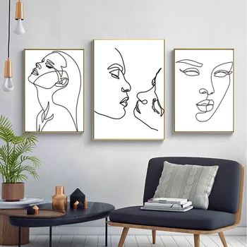 Wall Canvas Paintings Prints Minimalist Line-Drawing Art Nordic Couples Romantic Love Story Posters Picture for Bedroom Decor 
Wall Canvas Paintings Prints Minimalist Line-Drawing Art Nordic Couples Romantic Love Story Posters Picture for Bedroom Decor
