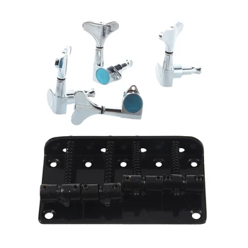 2Set Accessories: 1 Set Bass Tuning Pegs Tuners Machine Heads 2L+2R & 1 Set 4 String Vintage Style Bass Hardtail Bridge
2Set Accessories: 1 Set Bass Tuning Pegs Tuners Machine Heads 2L+2R & 1 Set 4 String Vintage Style Bass Hardtail Bridge