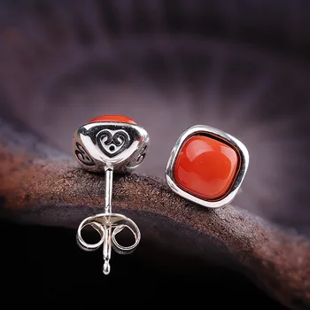 

Manufacturers Direct Marketing Thai Silver Earrings S925 Pure Silver Jewelry Classic Women's South Red Fine Earrings