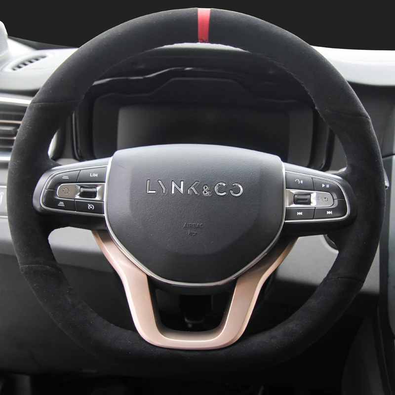 For Lynk & Co 01 02 03 DIY custom leather black suede steering wheel cover car interior accessories
For Lynk & Co 01 02 03 DIY custom leather black suede steering wheel cover car interior accessories