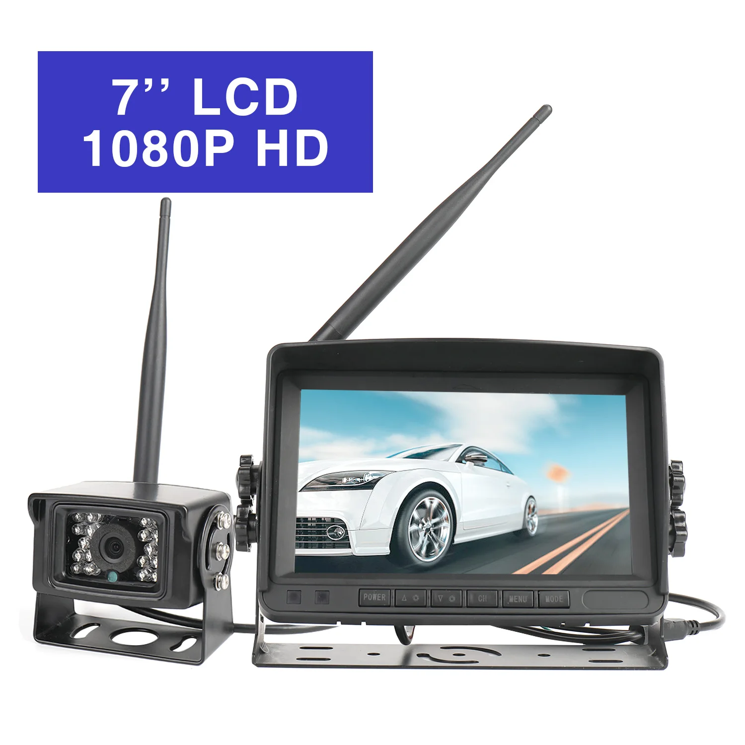 Car 7inch Wireless Camera System Wired Backup Camera for RV/Truck/Trailer with Monitor TFT LCD Rear View Camera 2 Video Channels
Car 7inch Wireless Camera System Wired Backup Camera for RV/Truck/Trailer with Monitor TFT LCD Rear View Camera 2 Video Channels