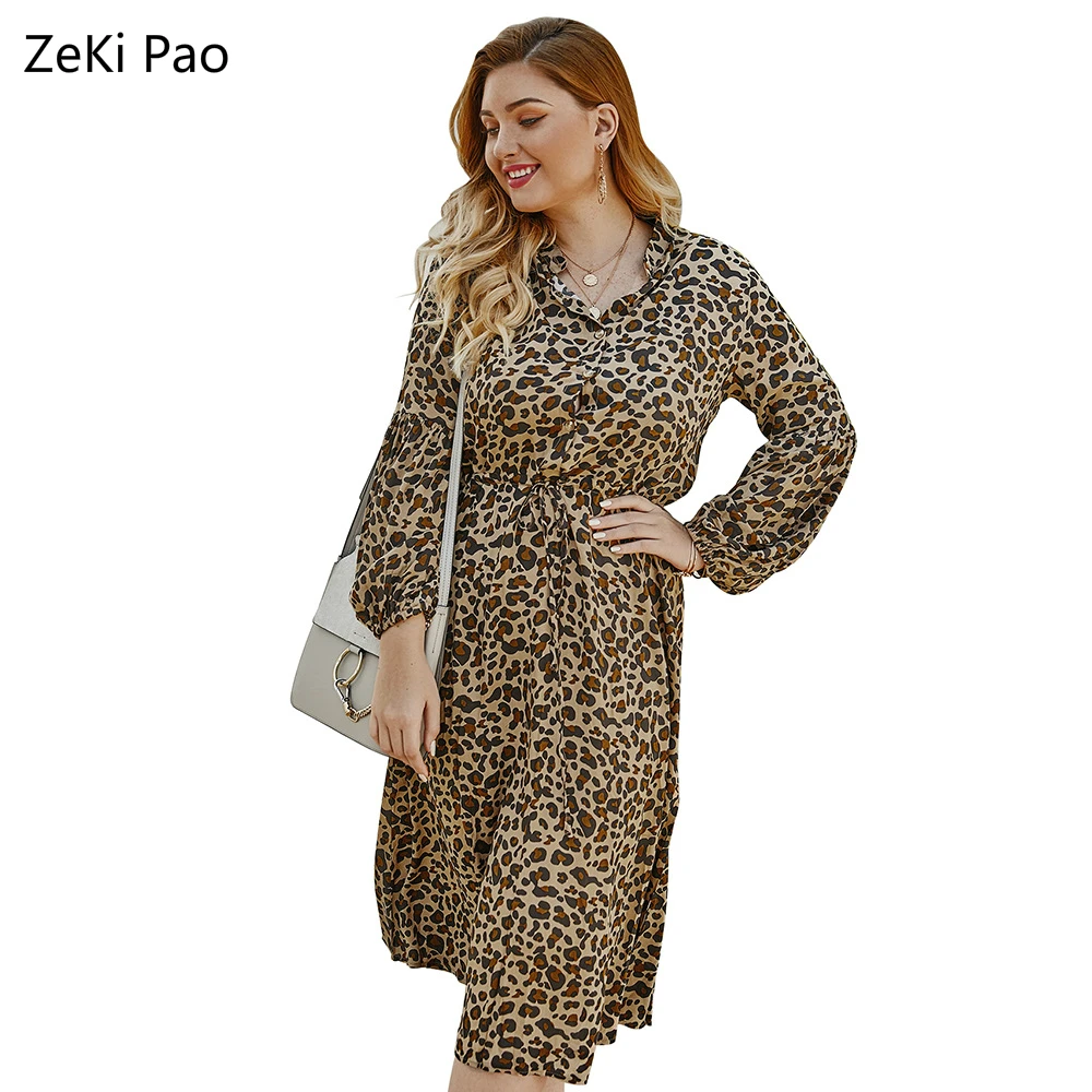Spring New Large Size Women's Leopard Print Long Single-breasted V-neck Dress Fashion Casual Loose Female Dress Elegant Clothing
Spring New Large Size Women's Leopard Print Long Single-breasted V-neck Dress Fashion Casual Loose Female Dress Elegant Clothing