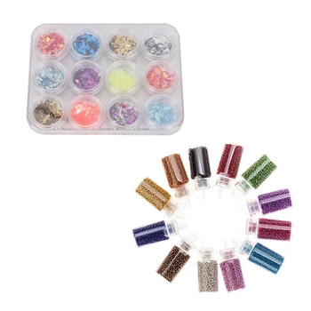 24 Pcs 12 Colors Nail Art Acrylic UV Gel Sparkling Powder Flake Nail Art Decorations, 12 Pcs Nail Art Granule & 12 Pcs Crushed S
24 Pcs 12 Colors Nail Art Acrylic UV Gel Sparkling Powder Flake Nail Art Decorations, 12 Pcs Nail Art Granule & 12 Pcs Crushed S