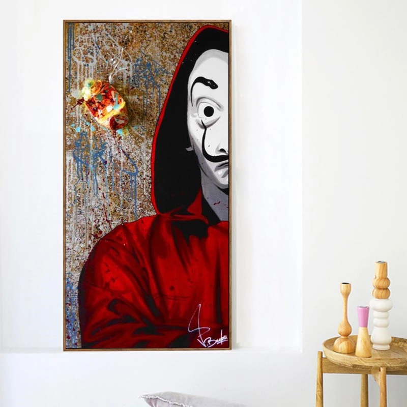 La Casa De Papel маска с граффити Мужская ТВ серия постер и принты холст картина искусство на стену Декор фильм для