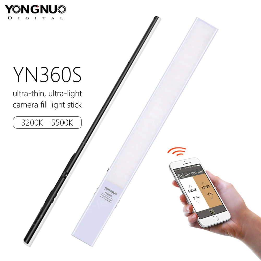 YONGNUO YN360S ручной светодиодный светильник для видеосъемки 3200k до 5500k с управлением