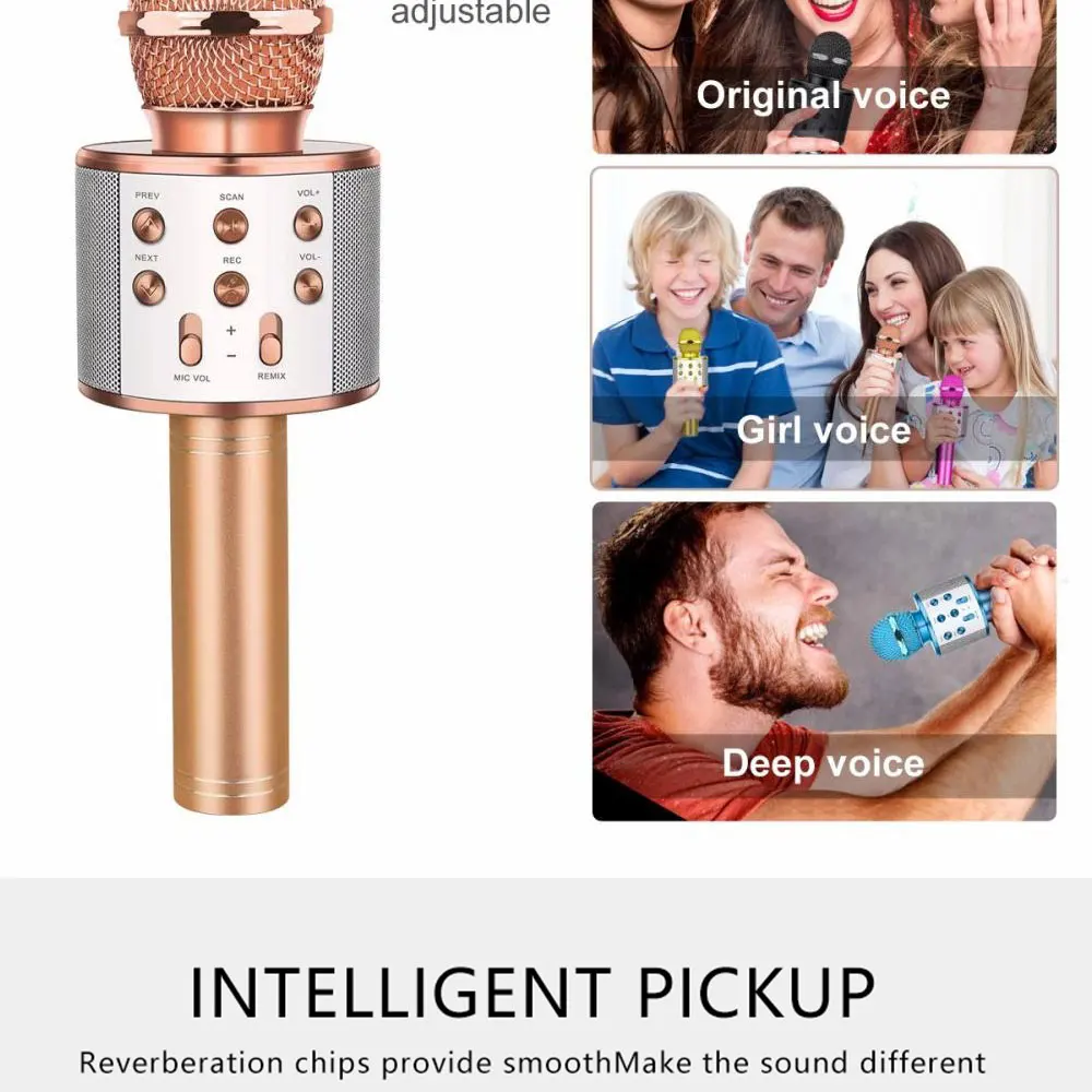 Fast-Delivery WS858 Karaoke Microphone Wireless Speaker Recording Youtube Bluetooth Microphone For Smartphone Kids Fast-Delivery WS858 Karaoke Microphone Wireless Speaker Recording Youtube Bluetooth Microphone For Smartphone Kids