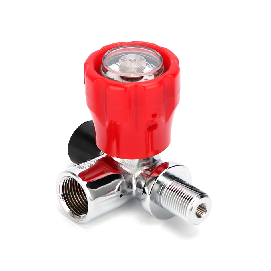 PCP Paintball Tank ON/OFF Pressure Valve with Gauge ON THE SIDE 4500psi M18 Male G5/8 Female for M18x1.5 HPA Cylinder CF Tank
PCP Paintball Tank ON/OFF Pressure Valve with Gauge ON THE SIDE 4500psi M18 Male G5/8 Female for M18x1.5 HPA Cylinder CF Tank