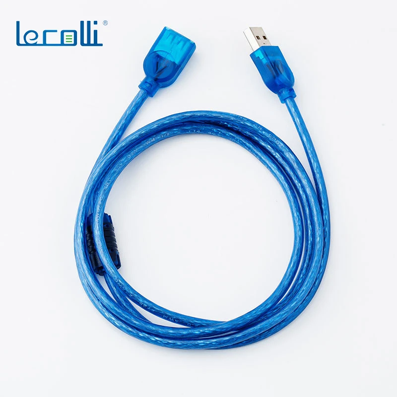 Male To Female Data Cable Extension Copper Core USB2.0 Transparent Blue Usb | Электроника