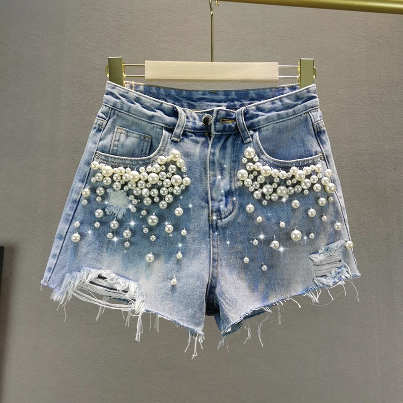 Denim Hot Pants for Women 2020 Summer New High Waist Slimming Heavy Hand Sew Pearl Beaded Ripped Denim Shorts Women's Shorts XXL
Denim Hot Pants for Women 2020 Summer New High Waist Slimming Heavy Hand Sew Pearl Beaded Ripped Denim Shorts Women's Shorts XXL
