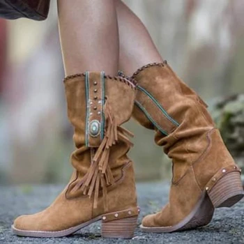 Bohemian Nice 2020 Boots Women Ethnic Tassel Fringe Faux Suede Leather Mid Half Winter Boots Woman Square Heel Shoe Booties
Bohemian Nice 2020 Boots Women Ethnic Tassel Fringe Faux Suede Leather Mid Half Winter Boots Woman Square Heel Shoe Booties