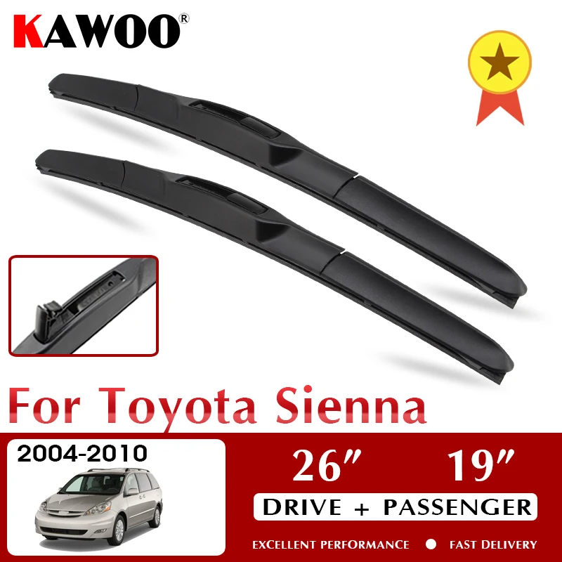 KAWOO Wiper Front Car Wiper Blade For Toyota Sienna 2004-2010 Windshield Windscreen Front Window Accessories 26"+19" LHD RHD 
KAWOO Wiper Front Car Wiper Blade For Toyota Sienna 2004-2010 Windshield Windscreen Front Window Accessories 26"+19" LHD RHD