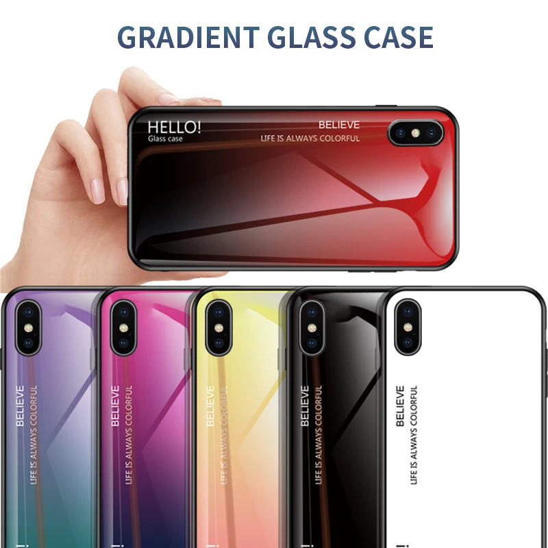Gradient Tempered Glass Case For iphone 11 Pro XS Max XR X 8 7 Plus light Back Cover Protective Case Shell For iPhone SE 2020
Gradient Tempered Glass Case For iphone 11 Pro XS Max XR X 8 7 Plus light Back Cover Protective Case Shell For iPhone SE 2020